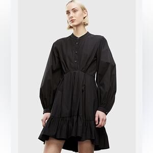 The Kooples Ruffled Long Sleeve Buttoned Shirt Dress Size 3 Large